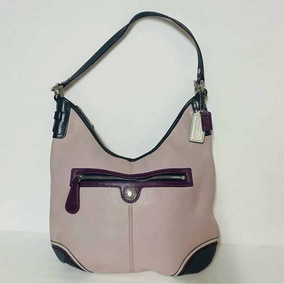 Coach Purse, Pebbled Leather Lavender, Purple and Navy Blue - Picture 1 of 13